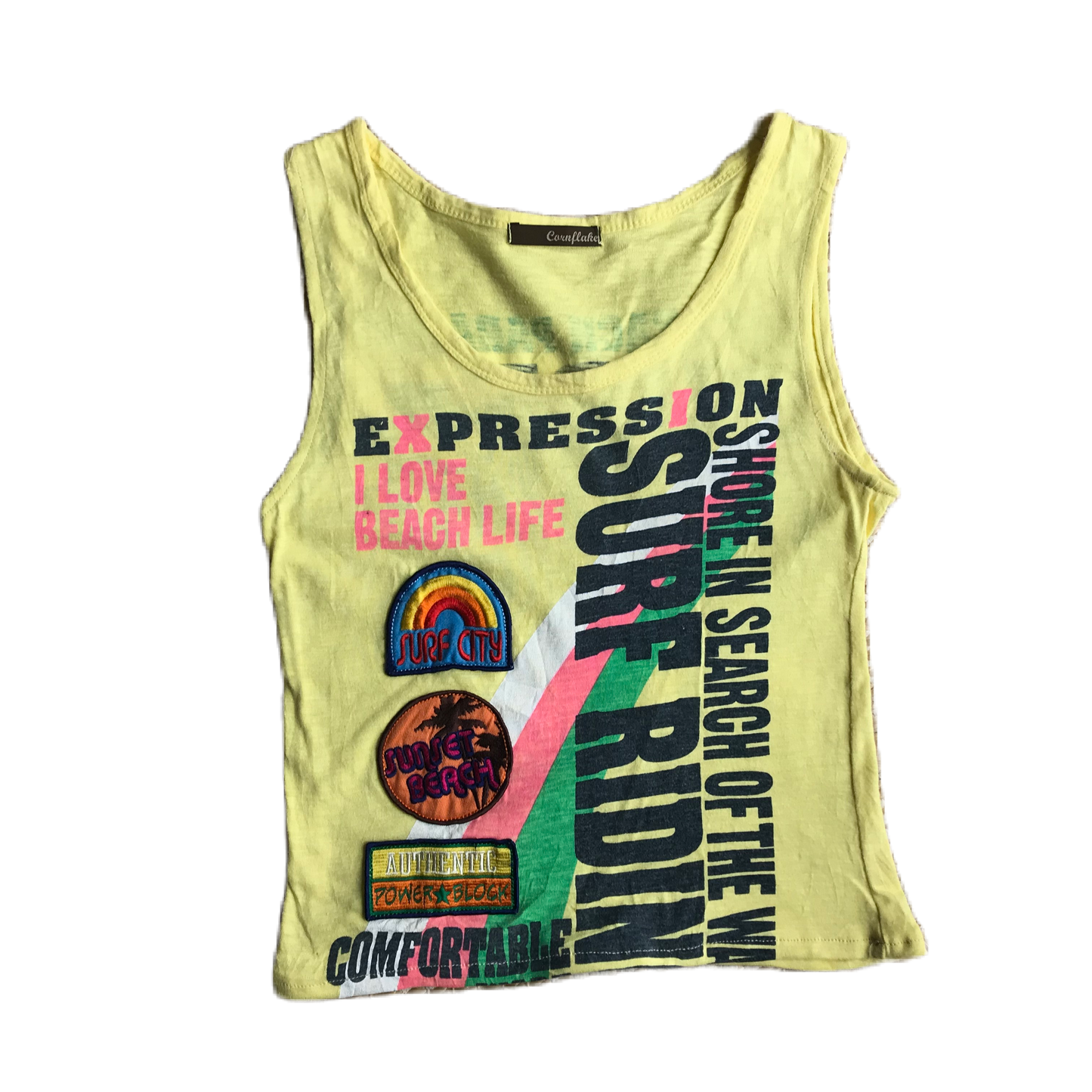 Cornflake Bright Yellow Summer Print Tank Top