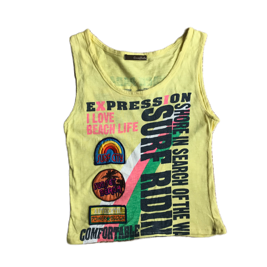 Cornflake Bright Yellow Summer Print Tank Top