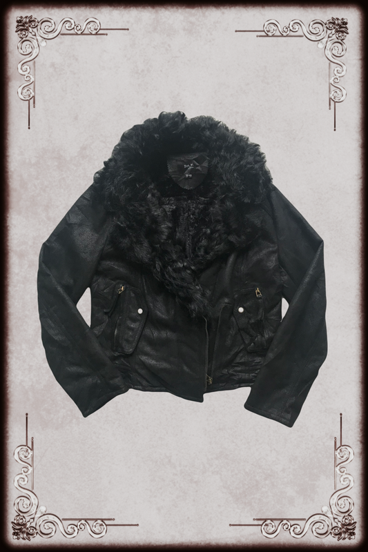 Black Fur Trim Rider Jacket