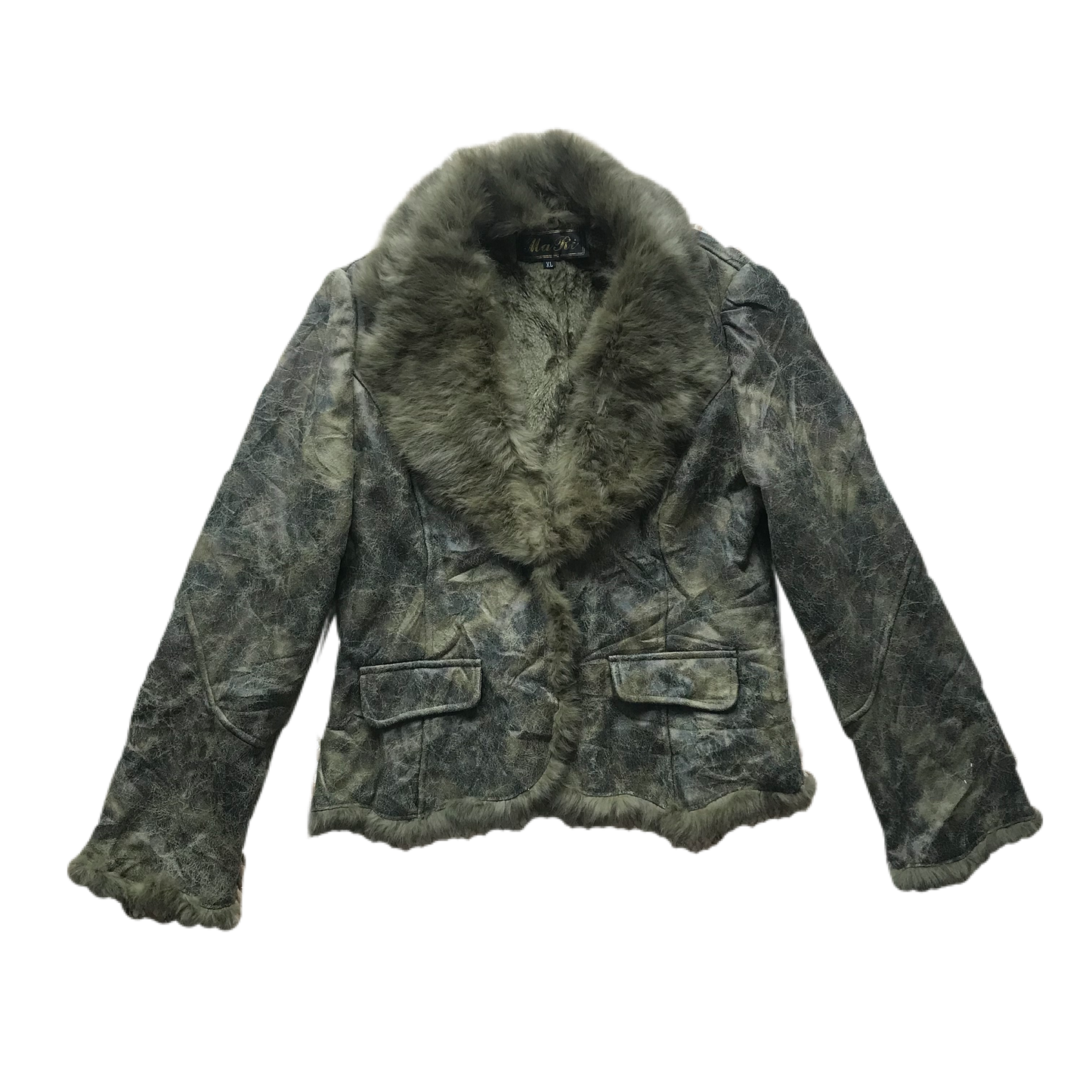 Ma Ri Dark Green Fur Trim Jacket