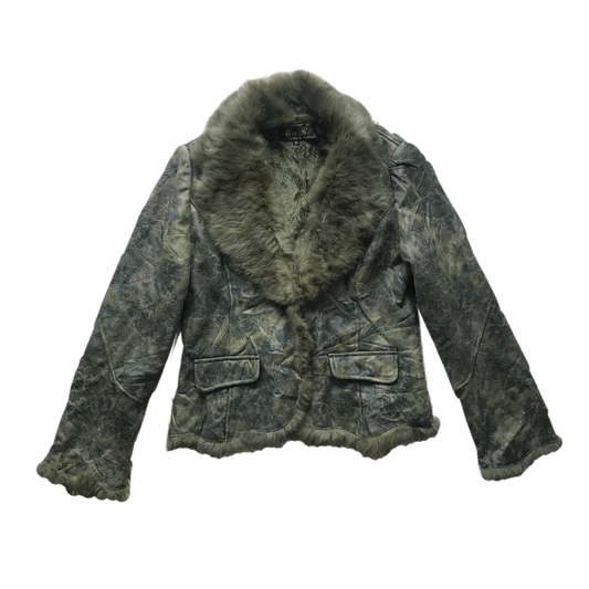 Ma Ri Dark Green Fur Trim Jacket