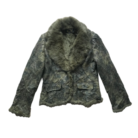 Ma Ri Dark Green Fur Trim Jacket