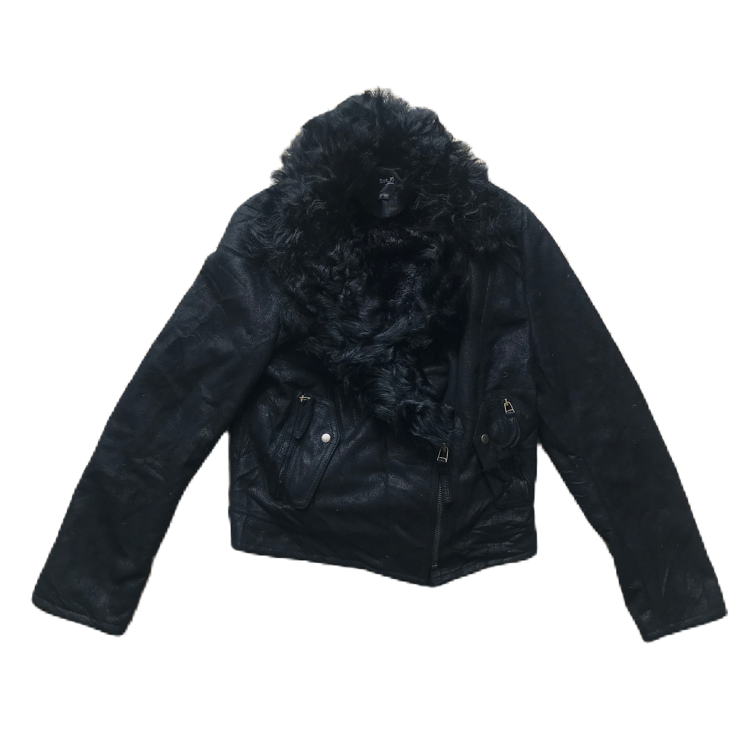 Black Fur Trim Leather Jacket