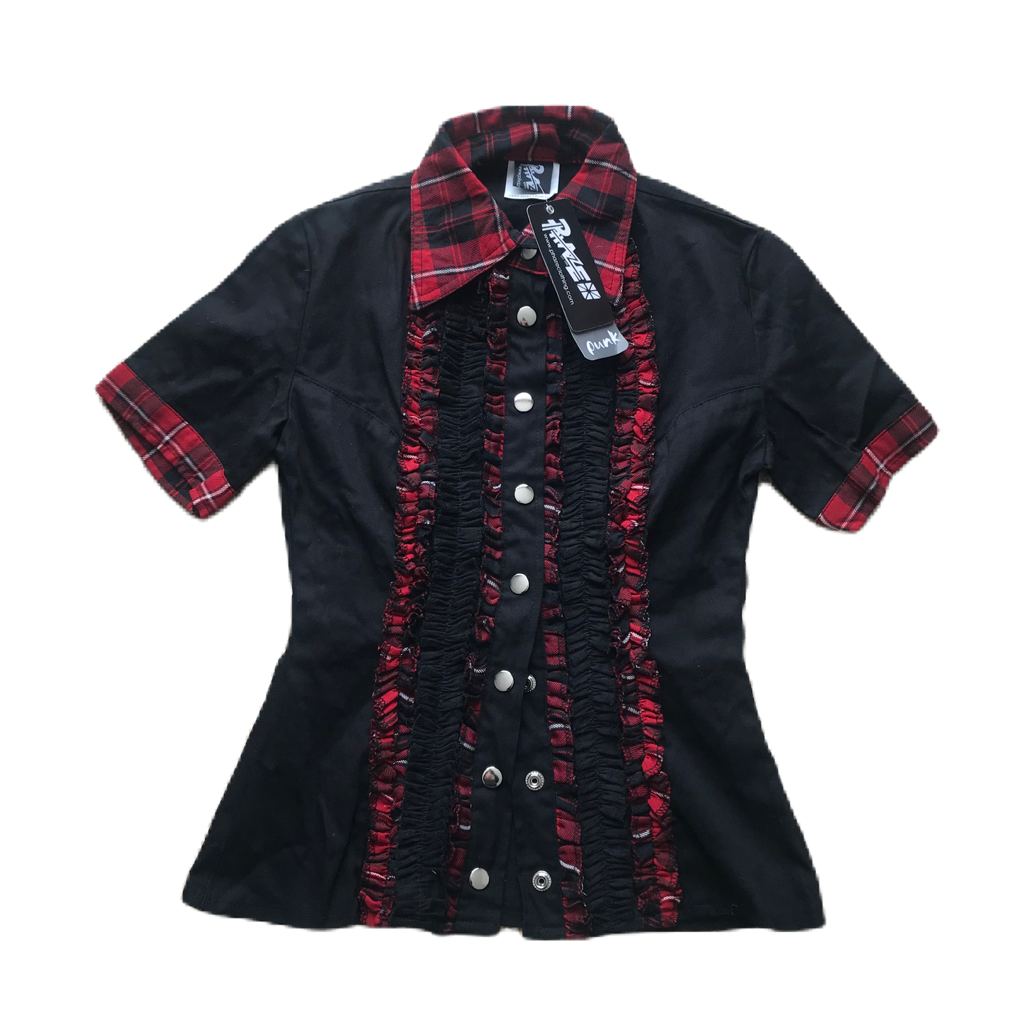 Phaze Short Sleeve Plaid Button Down Top