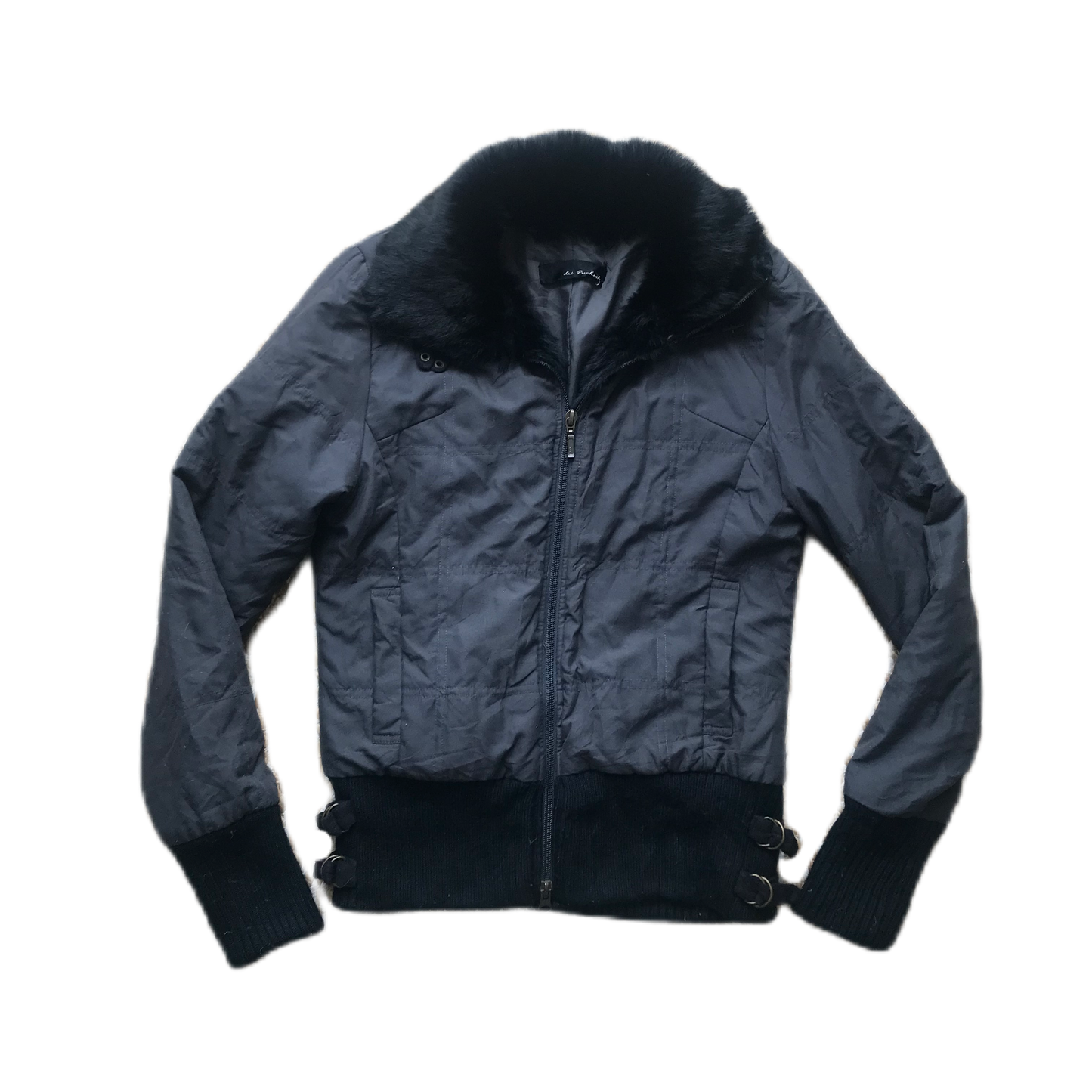 Grey & Black Fur Trim Jacket
