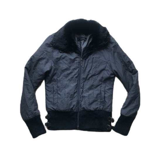 Grey & Black Fur Trim Jacket