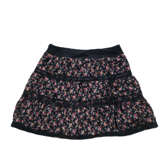 Black Floral Lace Trim Skirt
