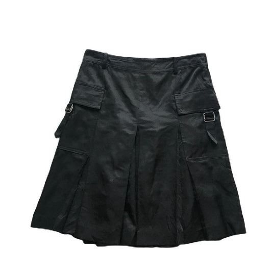Bosch Satin Black Buckle Midi Skirt