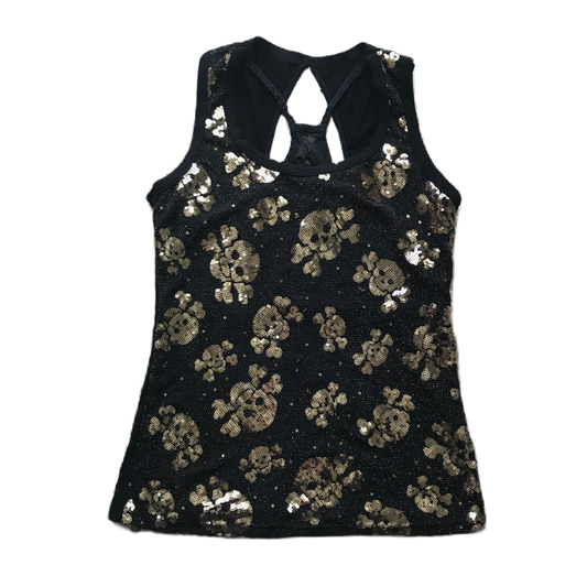 Black & Gold Skull Sequin Top