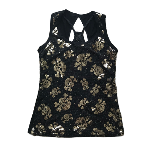 Black & Gold Skull Sequin Top
