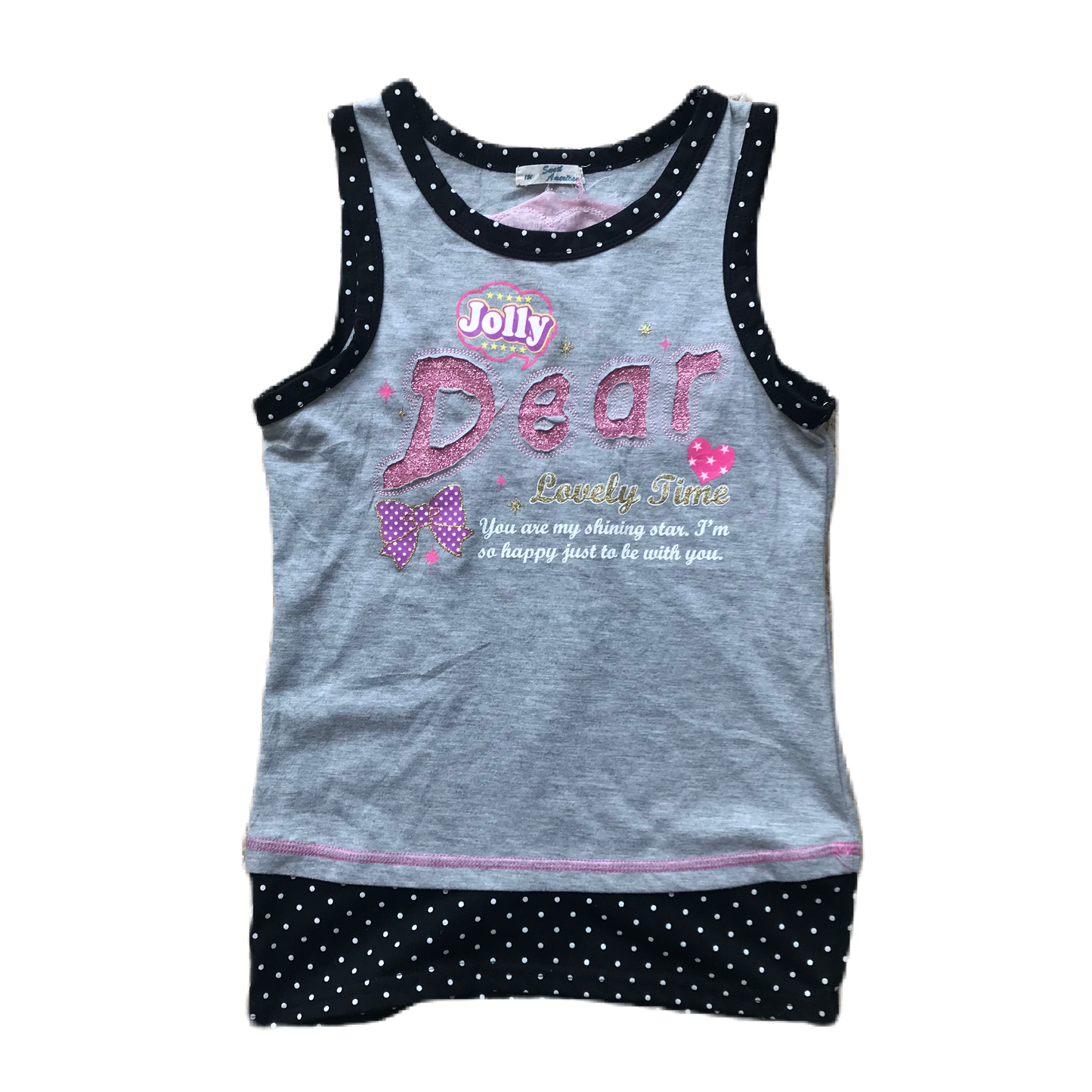 Grey Glitter Graphic Lettering Tank
