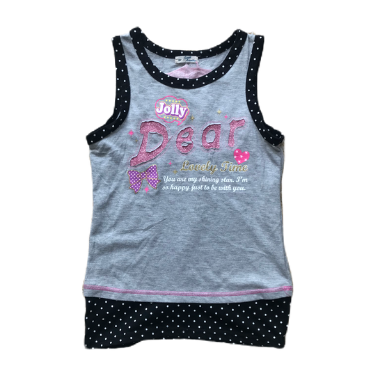 Grey Glitter Graphic Lettering Tank