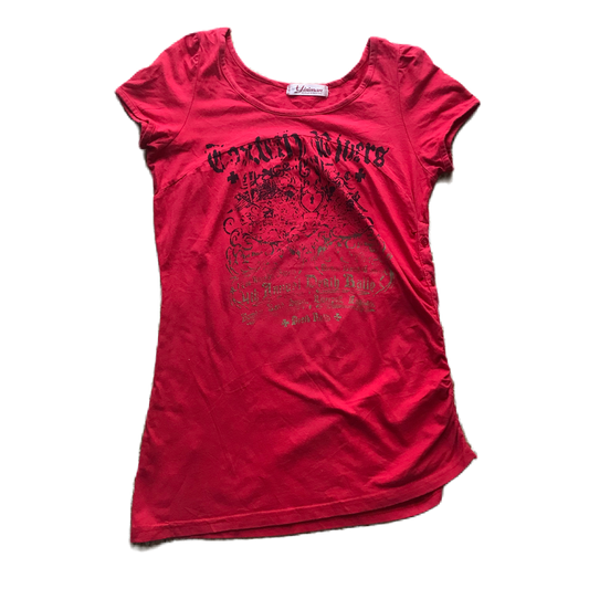 Red Graphic Lettering Tee