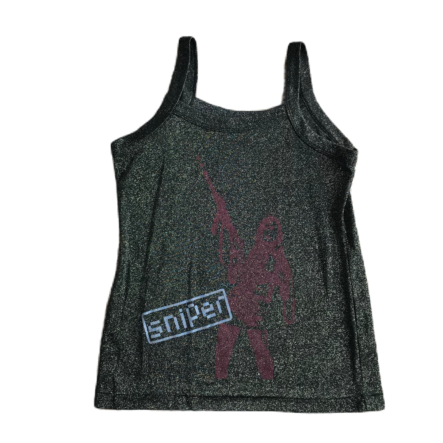 Peace Now Sniper Glitter Stretch Graphic Cami