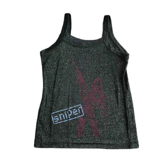 Peace Now Sniper Glitter Stretch Graphic Cami