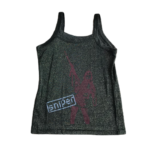 Peace Now Sniper Glitter Stretch Graphic Cami