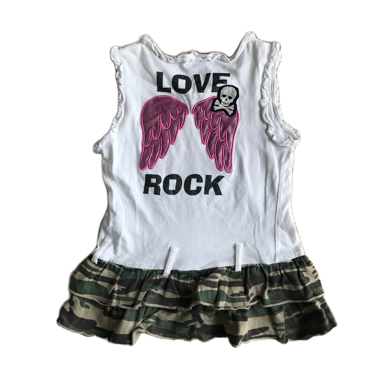 Camo Trim Glitter Graphic Tank Top (130)