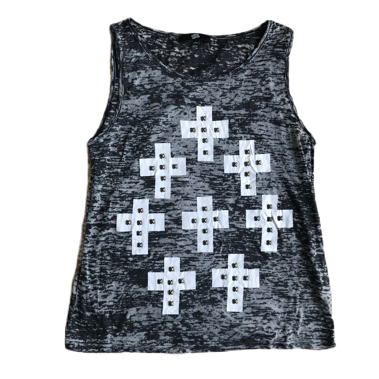 Marl Grey Cross Stud Tank Top