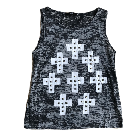 Marl Grey Cross Stud Tank Top