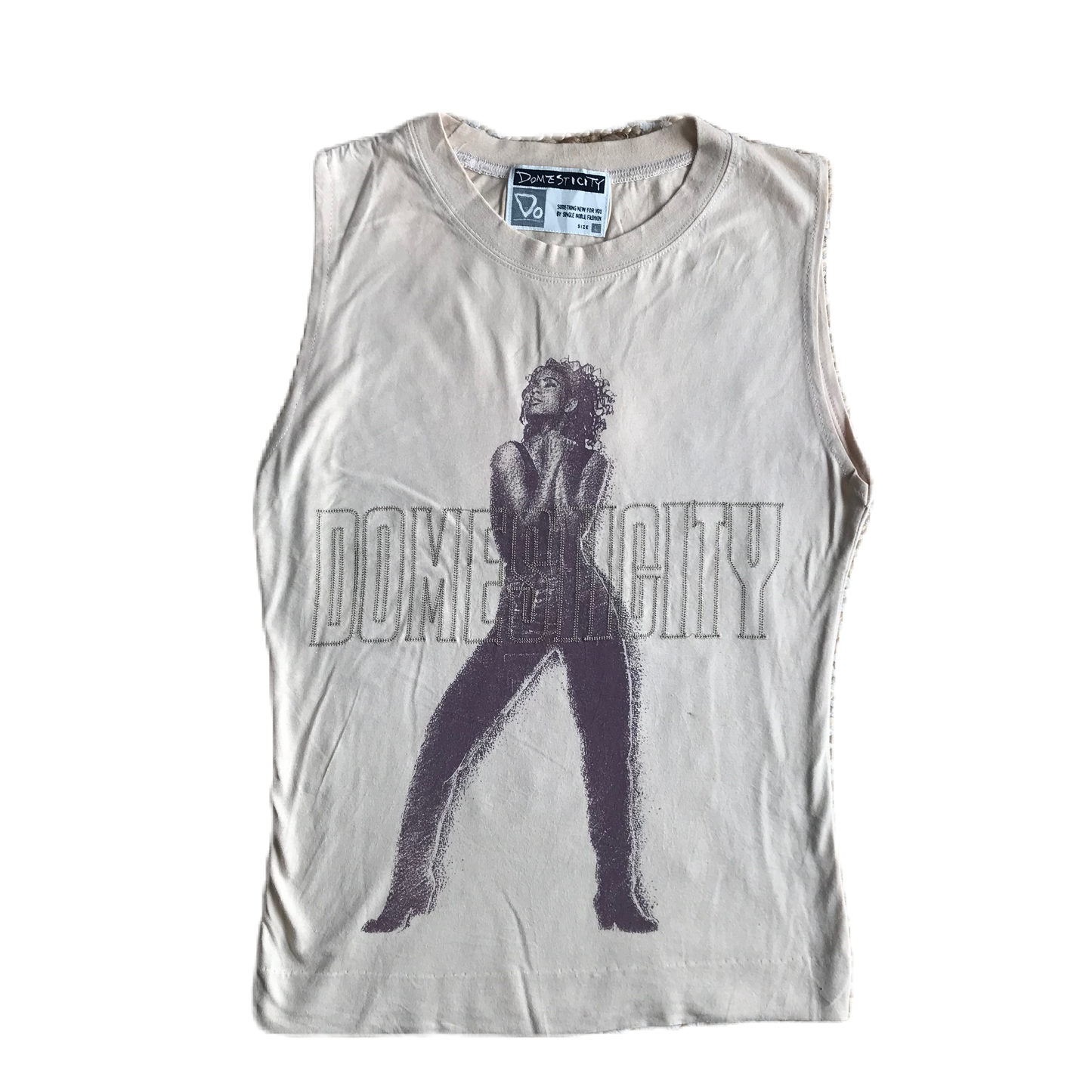 Beige Graphic Lettering Tank Top