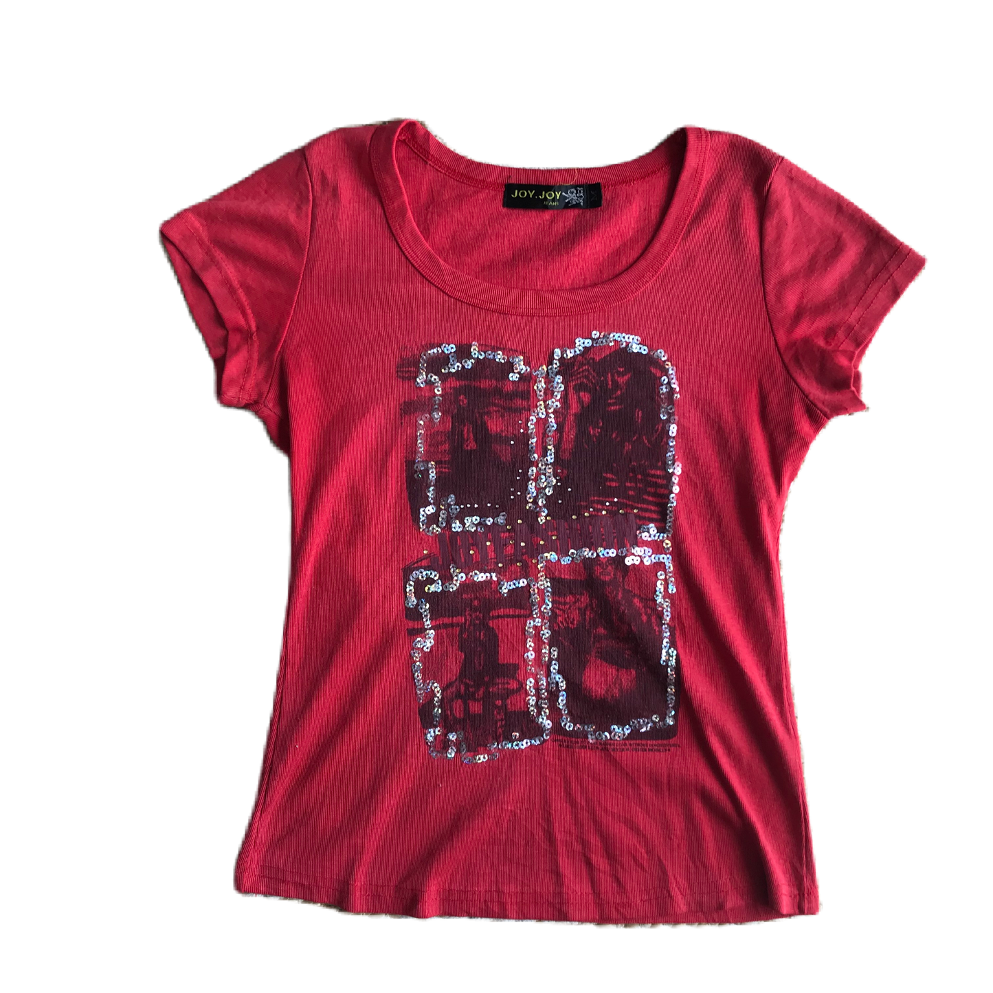 Red Silver Sequin Graphic Tee