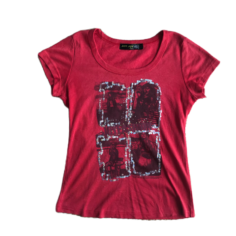 Red Silver Sequin Graphic Tee