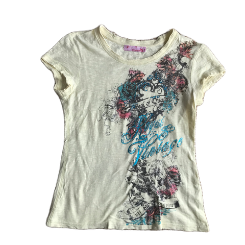 Pale Yellow Glitter & Rhinestone Tattoos  Graphic Tee