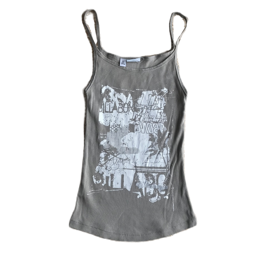Billabong Grey-Beige White Lettering Graphic Cami