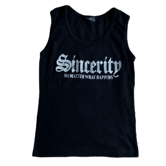 Sincerity Silver Rhinestone Lettering Tank Top