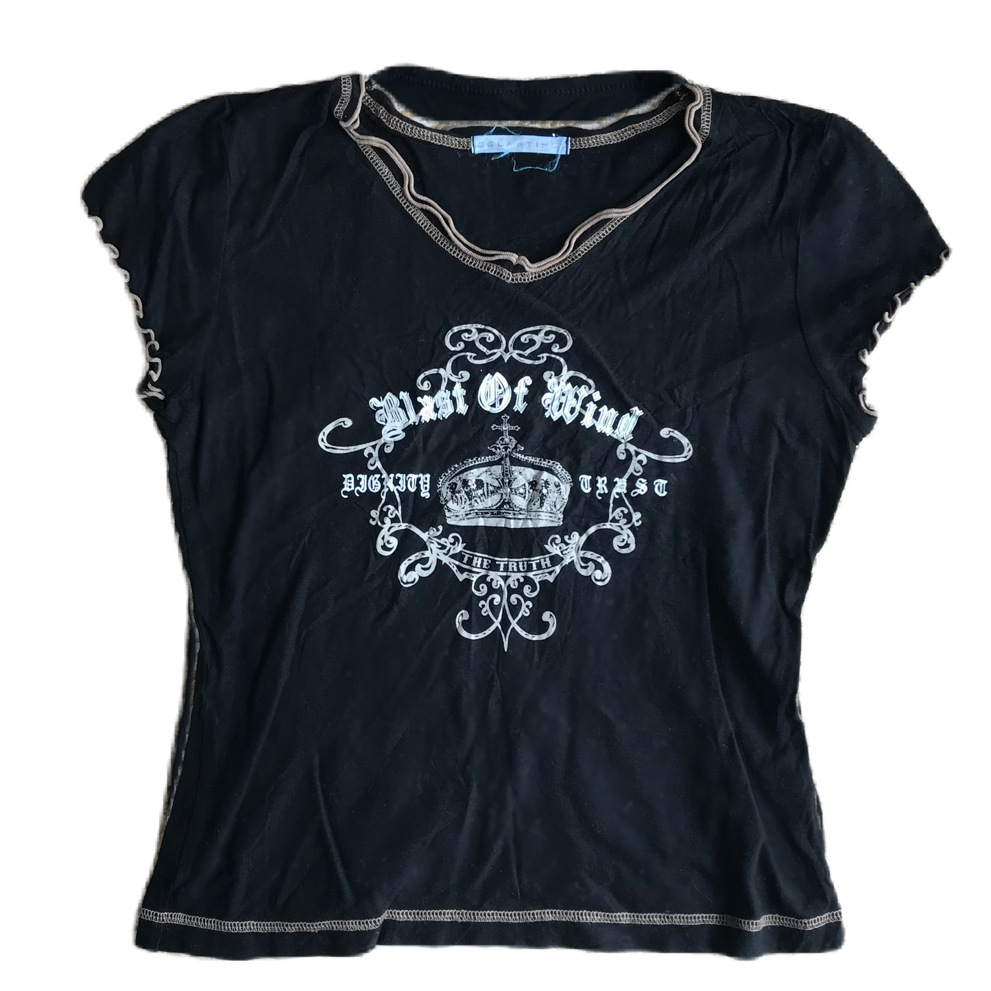 Black Lettuce Hem Crown Graphic Short Top