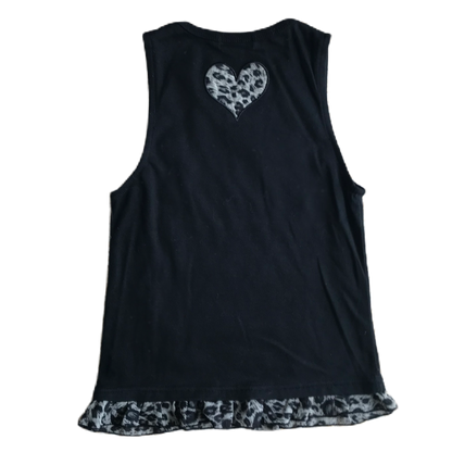 Black & Silver Glitter Lettering Skull Graphic Tank Top