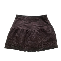 Brown Suede Broderie Skirt