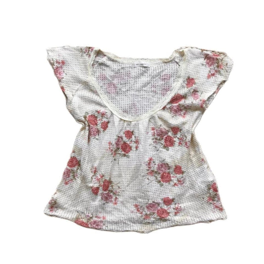 White Textured Floral Top